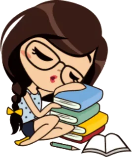 😪 девушка, книги, учеба, уставшая, очки, чтение, образование telegram sticker