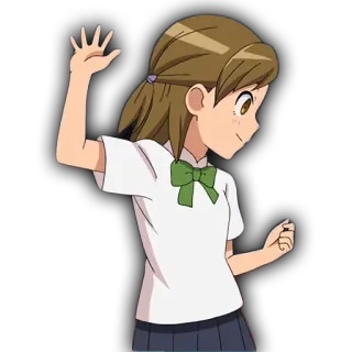 💥 Anime, Kartun, Gadis, Seragam sekolah, Ramah, Melambai telegram sticker