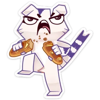 😠 Cartoon, Tier, Brot, Lustig, Wut, Aggressiv, Wütend, Waschbär, Sticker telegram sticker