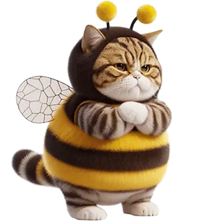 😒 แมว, ผึ้ง, สัตว์, น่ารัก, ชุด, ตลก, สัตว์เลี้ยง whatsapp sticker