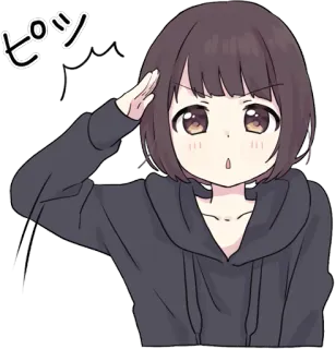 👍 ピシッ anime, ragazza, saluto, saluto telegram sticker