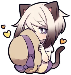 👒 Catgirl, Anime, Kawaii, Mignon, Coeurs, Chibi, Manga whatsapp sticker