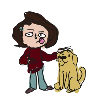 👩 dessin animé, femme, chien, animal de compagnie, dessin, illustration whatsapp sticker