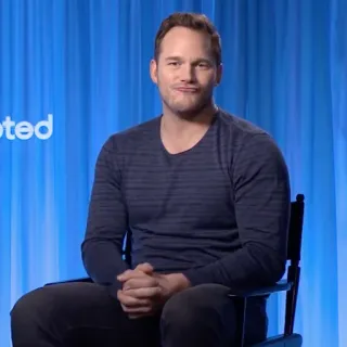 🐁 Chris Pratt aktor, selebriti, potret, pria, latar belakang biru telegram sticker