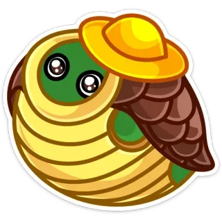 🙈 animal, cute, kawaii, owl, bird, yellow hat whatsapp sticker