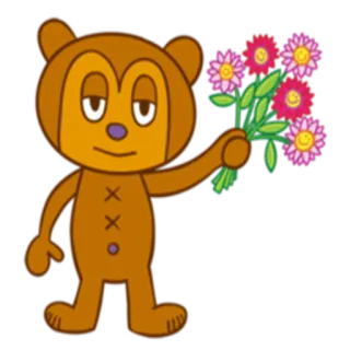🌸 Bär, Cartoon, Blumen, süß, Blumenstrauß, Geschenk, Figur, Illustration whatsapp sticker