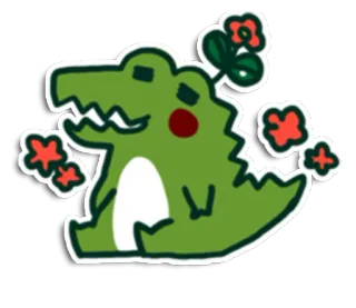 🐊 crocodile, alligator, dessin animé, animal, mignon, vert telegram sticker