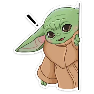 ❗️ Baby Yoda mignon, baby yoda, the mandalorian, star wars, point d'exclamation telegram sticker
