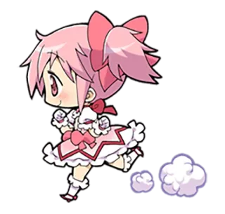 🏃 Madoka Kaname Puella Magi Madoka Magica 애니메이션, 만화, 귀여운, 마법소녀, 치비, 귀여운, 달리기 telegram sticker