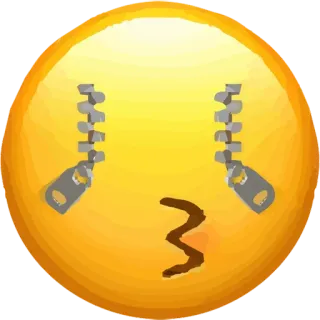 😚 Emoji, Mund mit Reißverschluss, Still, Gelb whatsapp sticker