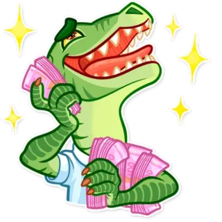 💵 dinosaur, money, rich, cartoon, reptile, wealth telegram sticker