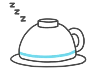 💤 컵, 차, 심플, 흰색, 파란색 telegram sticker