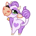 👍 牛, 漫画, 動物, かわいい, 紫, いいね whatsapp sticker