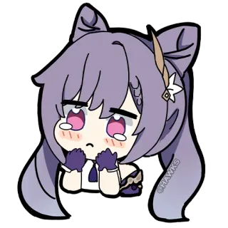 😢 Keqing Genshin Impact @HAWKS anime, genshin impact, keqing, video game, sticker, cute, chibi telegram sticker
