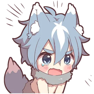 😠 chibi, anime, chorando, lobo, triste, desenho animado, kawaii, adesivo telegram sticker