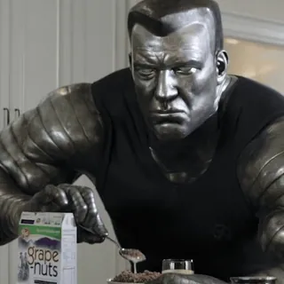 😨 Colossus X-Men Grape Nuts Müsli, Frühstück, Koloss, X-Men, Marvel, Superheld, Essen telegram sticker