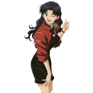 🔷 Misato Katsuragi Neon Genesis Evangelion Anime, Misato, Evangelion, Pollice in su, Ragazza telegram sticker
