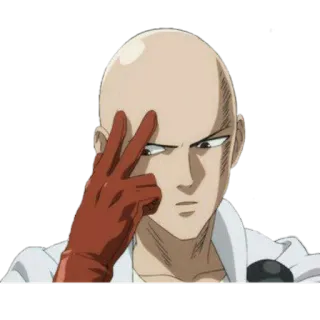 🤔 Saitama One-Punch Man Аниме, Ванпанчмен, Сайтама, Персонаж, Герой, Средний палец whatsapp sticker