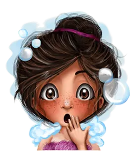 😮 desenho animado, menina, surpresa, choque, bolhas telegram sticker