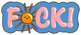 😍 F*CK! parolaccia, offensivo, sole, umorismo, sticker, cartone animato, arrabbiato telegram sticker
