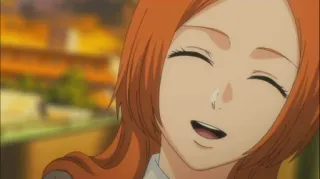 😄 Orihime Inoue Bleach anime, girl, cartoon, happy, smiling, orihime, bleach telegram sticker