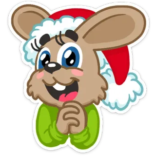 😃 coelho, natal, gorro de papai noel, desenho animado, animal, fofo, feriado, inverno whatsapp sticker