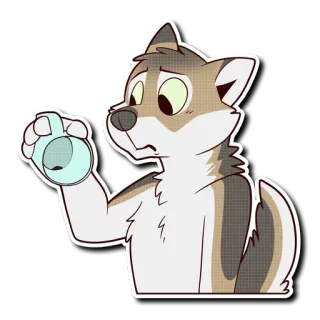 😦 Loup, Dessin animé, Triste, Tasse vide, Furry telegram sticker