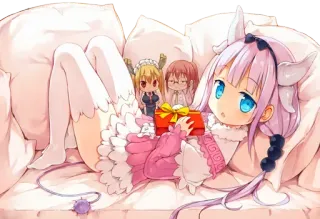 😊 Kanna Kamui Miss Kobayashi's Dragon Maid anime, dragão, fofo, kawaii, Kanna, mangá, garota dragão whatsapp sticker