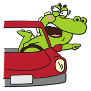 🐊 ワニ, 漫画, 車, 運転, 怒り telegram sticker