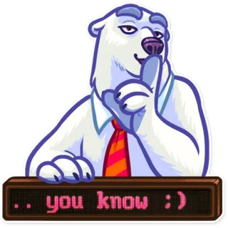 🤐 .. you know :) oso polar, shhh, secreto, ya sabes whatsapp sticker