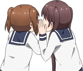 👥 anime, girls, whispering, school uniform, friends, secrets, talking telegram sticker