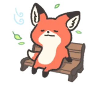 🦊 狐狸, 动物, 卡通, 坐着, 长椅, 可爱, 懒惰 telegram sticker