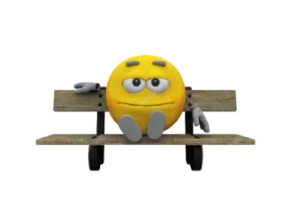 🪑 Emoji, Amarillo, Banco, Sentado, Dibujos animados whatsapp sticker