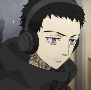🖤 Very Rare Аниме, Персонаж, Наушники, Татуировки, Современный, Одежда telegram sticker
