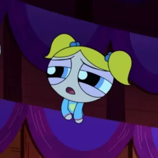 ❄️ Bubbles Powerpuff Girls мультфильм, Пузырёк, Суперкрошки, грустный, милый, персонаж telegram sticker