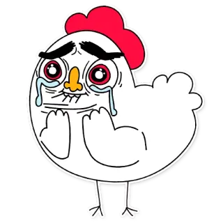 🐔 Huhn, weinen, traurig, Tier, Cartoon, Meme telegram sticker