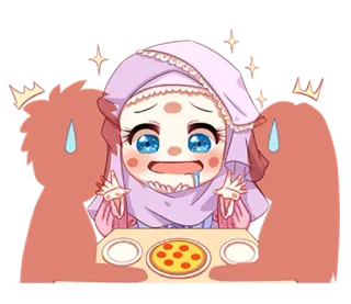 🤤 Dibujos animados, Hiyab, Pizza, Kawaii, Lindo, Anime whatsapp sticker