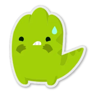 😰 Cartoon, Dinosaurier, Grün, Niedlich, Figur, Sticker telegram sticker