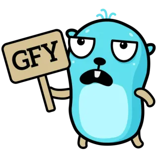 🖕 GFY Gopher, 漫画, サイン, 攻撃的, プログラミング telegram sticker