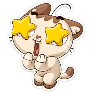 😍 kucing, bintang, kartun, stiker, imut, bahagia, hewan, unik telegram sticker