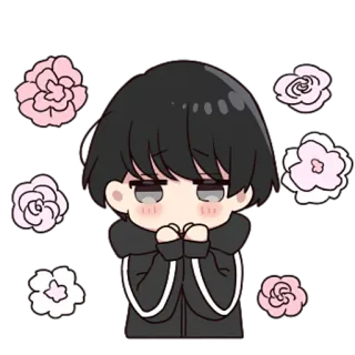 ☺ Anime, Fleurs, Mignon, Kawaii, Dessin animé, Autocollant, Personne whatsapp sticker