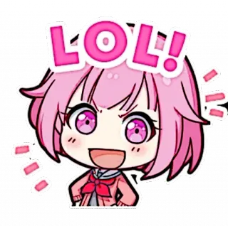 🪸 LOL! Anime, Chibi, Lol, Carino, Capelli rosa, Cartoni animati telegram sticker