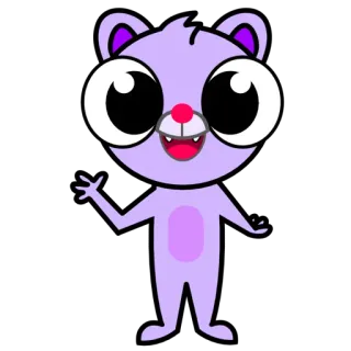 👋 Cartoon, Tier, Lila, Süß, Figur, Fröhlich whatsapp sticker