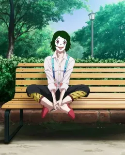 🤡 anime, man, clown, mask, bench, park whatsapp sticker