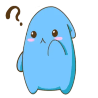 ❔ pertanyaan, imut, blob, biru, kawaii, kartun, karakter, tidak yakin whatsapp sticker