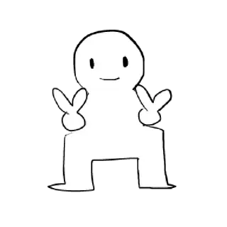 〰 blanc, noir, autocollant, personnage, signe de paix telegram sticker