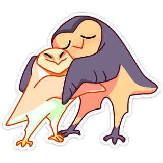 🤗 Desenho animado, Pássaros, Abraço, Amor, Fofo, Animação telegram sticker