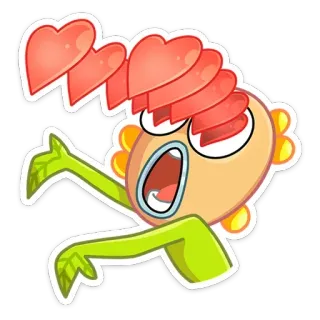 😍 Dibujos animados, Monstruo, Gritando, Pelo de corazón, Divertido whatsapp sticker