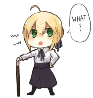 ❓ What? อนิเมะ, จิบิ, คำถาม, เซเบอร์, Fate telegram sticker