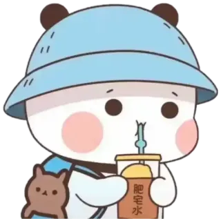 🥤 肥宅水 lindo, dibujos animados, oso, bebida, sombrero, kawaii whatsapp sticker